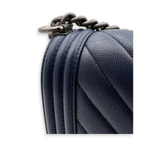 Boy Shoulder Bag Navy Blue in Caviar Leather, Ruthenium hardware