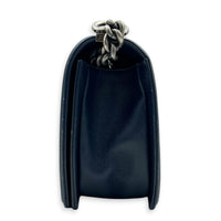 Boy Shoulder Bag Navy Blue in Caviar Leather, Ruthenium hardware