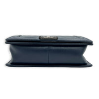 Boy Shoulder Bag Navy Blue in Caviar Leather, Ruthenium hardware