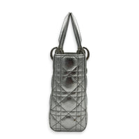 Lady Dior Top Handle Bag Small Silver in Calfskin, Silver hardware