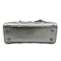 Lady Dior Top Handle Bag Small Silver in Calfskin, Silver hardware