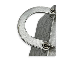 Lady Dior Top Handle Bag Small Silver in Calfskin, Silver hardware