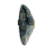 Monogram Pochette Plat Blue Pouch in Denim,  hardware