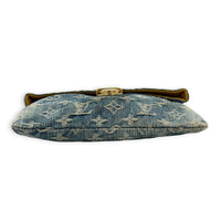 Monogram Pochette Plat Blue Pouch in Denim,  hardware