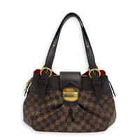 Sistina Brown Shoulder Bag in Coated Canvas, Gold hardware