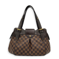 Sistina Brown Shoulder Bag in Coated Canvas, Gold hardware