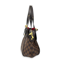 Sistina Brown Shoulder Bag in Coated Canvas, Gold hardware