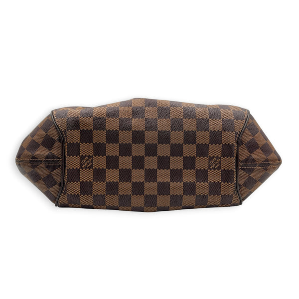 Sistina Brown Shoulder Bag in Coated Canvas, Gold hardware