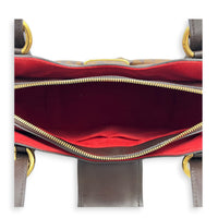 Sistina Brown Shoulder Bag in Coated Canvas, Gold hardware