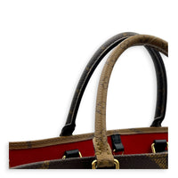 OnTheGo Top Handle Bag MM Brown in Coated Canvas, Gold hardware