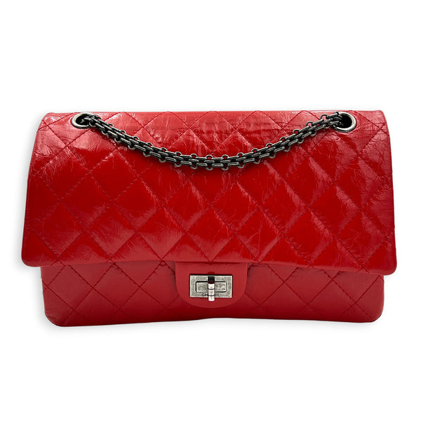2.55 Shoulder Bag Medium Red in Patent Leather, Ruthenium hardware