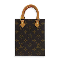 Sac Plat Top Handle Bag Brown in Monogram Coated Canvas, Gold hardware