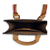 Sac Plat Top Handle Bag Brown in Monogram Coated Canvas, Gold hardware