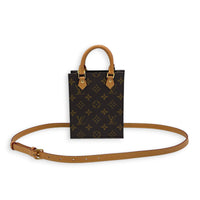 Sac Plat Top Handle Bag Brown in Monogram Coated Canvas, Gold hardware