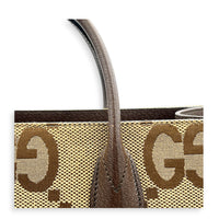 Jumbo GG Tote Top Handle Bag Brown in Canvas, Gold hardware