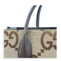 Jumbo GG Tote Top Handle Bag Brown in Canvas, Gold hardware