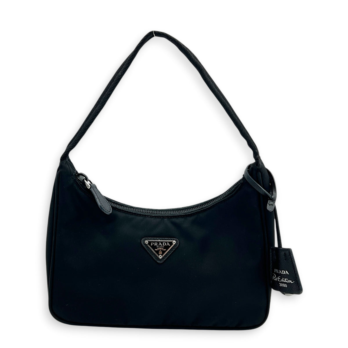 Re-Edition 2000 Shoulder Bag Mini Black in Re-Nylon, Gunmetal hardware
