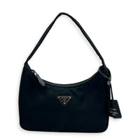Re-Edition 2000 Shoulder Bag Mini Black in Re-Nylon, Gunmetal hardware
