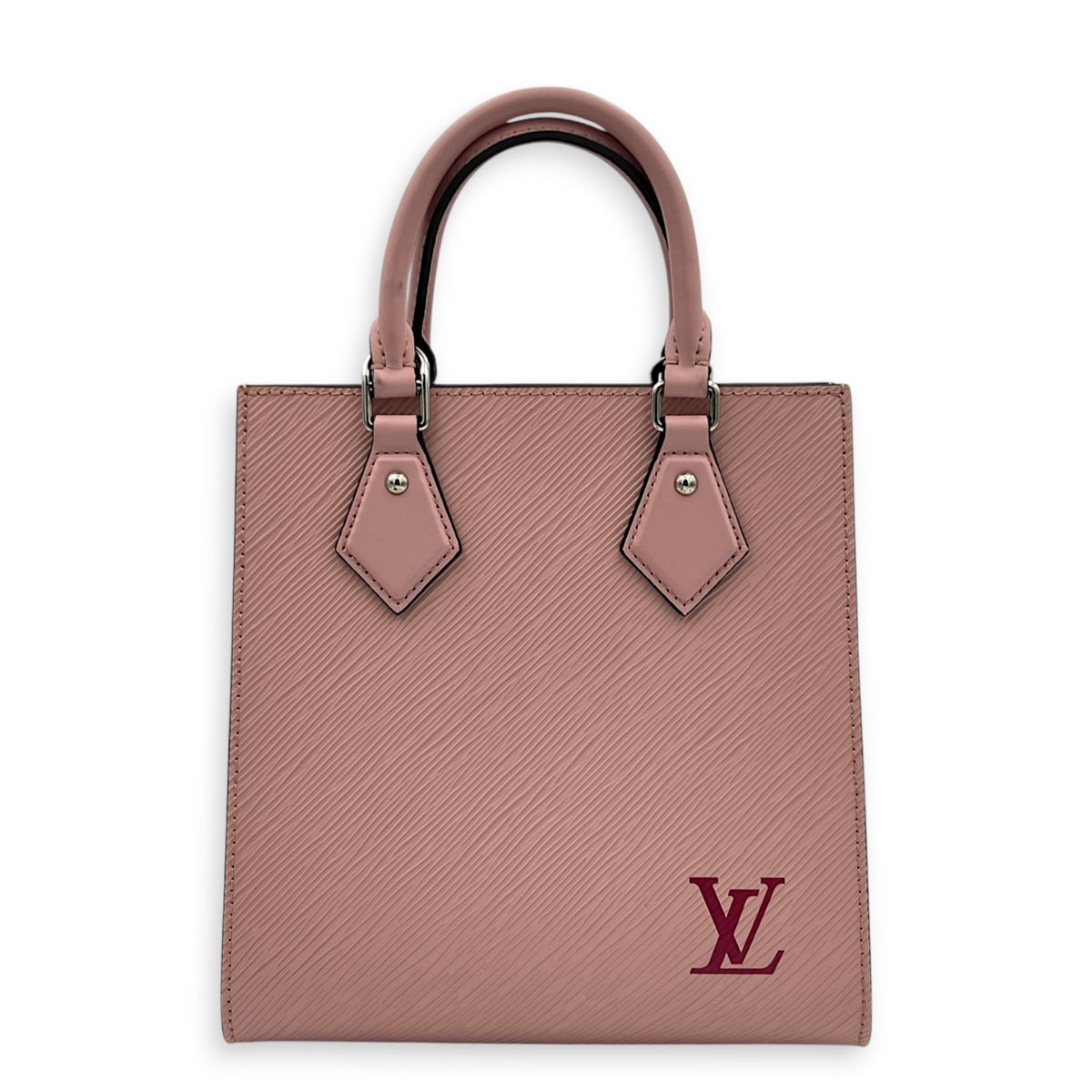 Sac Plat BB Pink Top Handle Bag in Epi Leather, Silver hardware