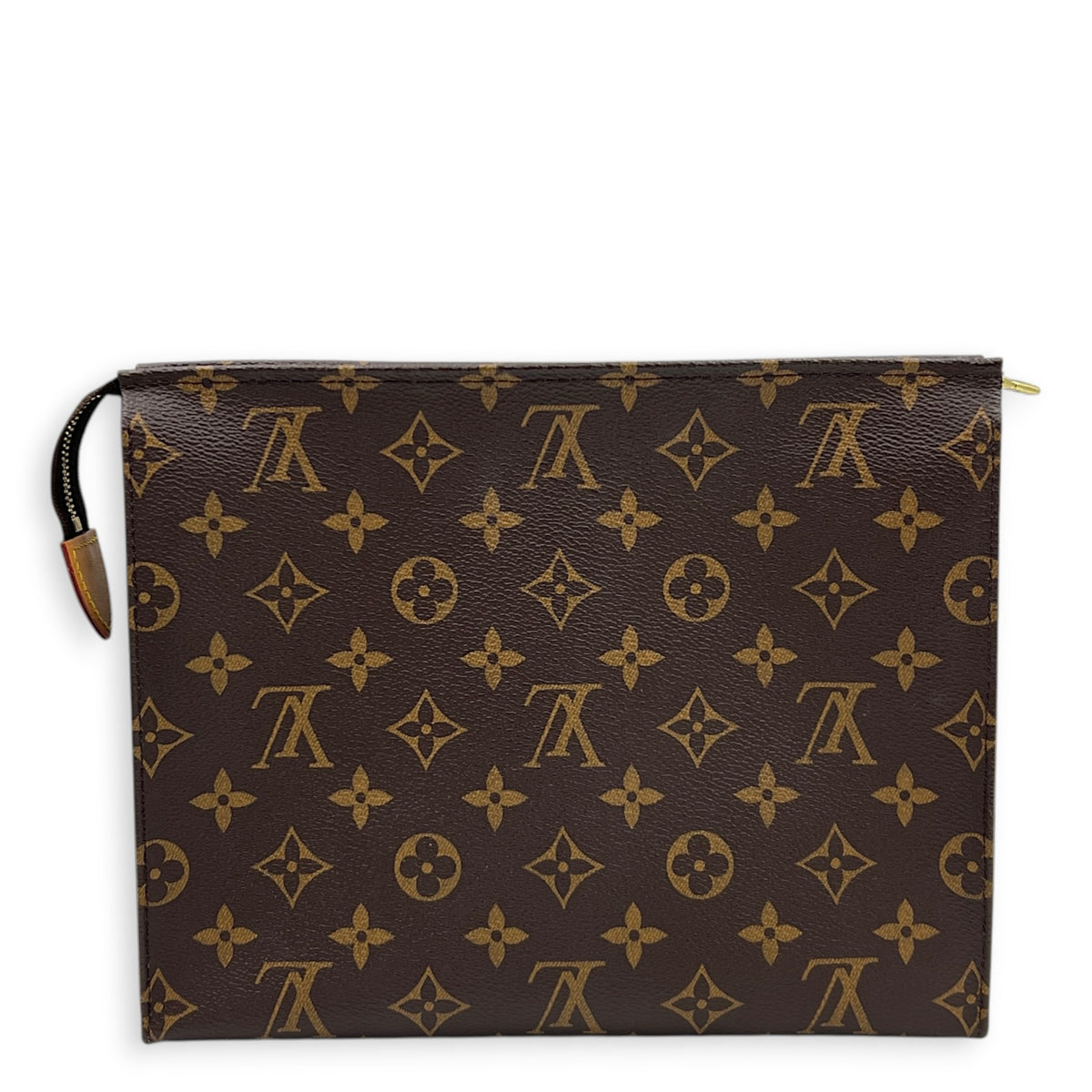 Pochette Toilette Pouch Monogram Brown in Monogram Coated Canvas, Gold hardware