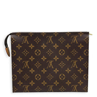 Pochette Toilette Pouch Monogram Brown in Monogram Coated Canvas, Gold hardware