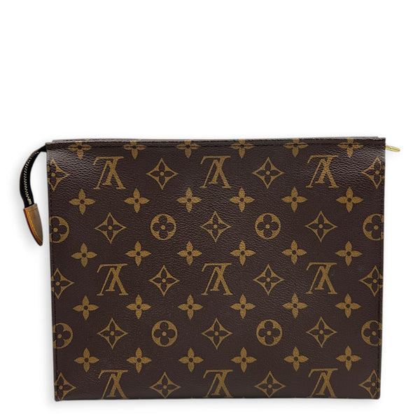 Pochette Toilette Pouch Monogram Brown in Monogram Coated Canvas, Gold hardware