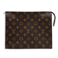 Pochette Toilette Pouch Monogram Brown in Monogram Coated Canvas, Gold hardware