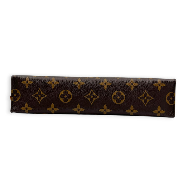 Pochette Toilette Pouch Monogram Brown in Monogram Coated Canvas, Gold hardware