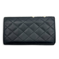 Cambon Black with Hot Pink Interior Wallet in Lambskin, Silver hardware