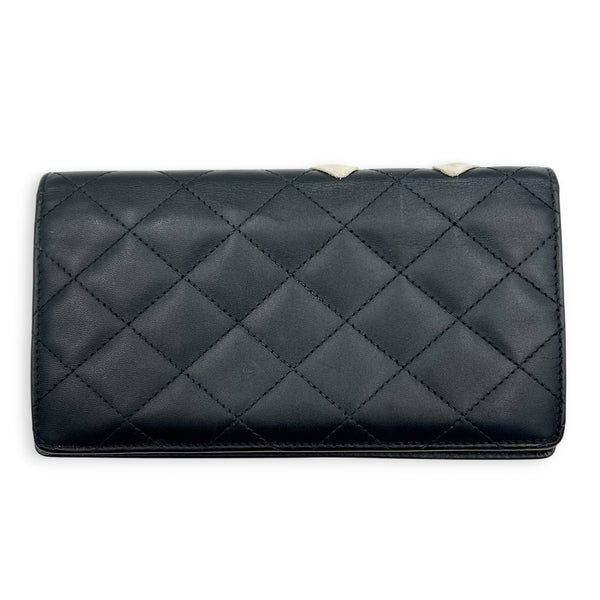 Cambon Black with Hot Pink Interior Wallet in Lambskin, Silver hardware