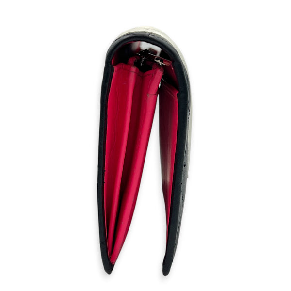 Cambon Black with Hot Pink Interior Wallet in Lambskin, Silver hardware