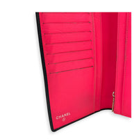 Cambon Black with Hot Pink Interior Wallet in Lambskin, Silver hardware