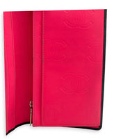 Cambon Black with Hot Pink Interior Wallet in Lambskin, Silver hardware