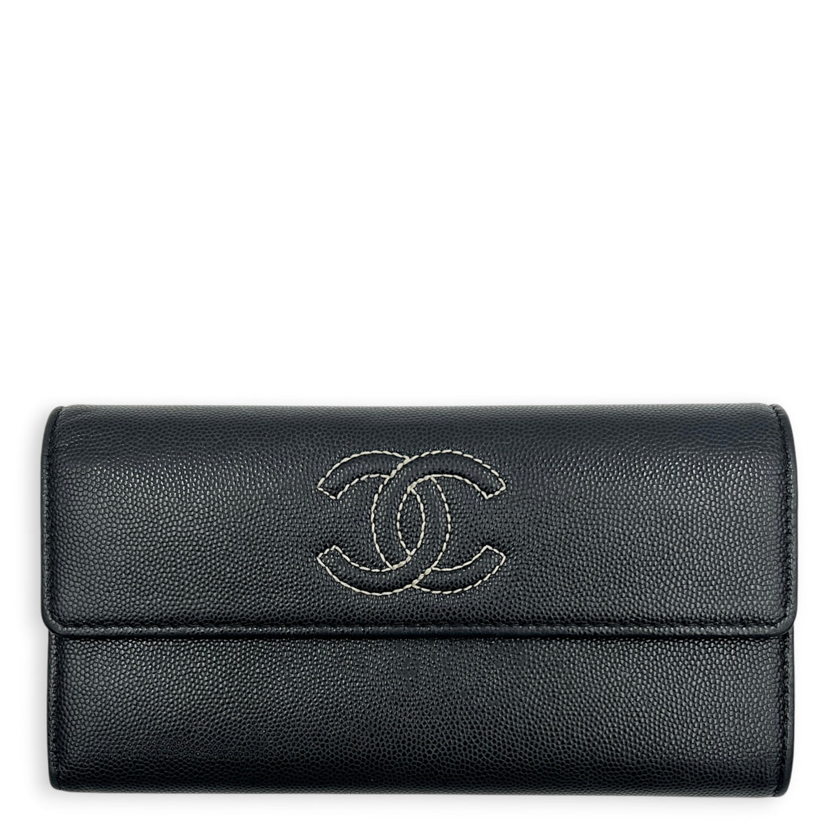 CC Black Wallet in Caviar Leather, Gold hardware
