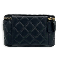 Quilted Roller Skate Charm Black Vanity Bag in Lambskin, Gold hardware