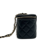 Quilted Roller Skate Charm Black Vanity Bag in Lambskin, Gold hardware