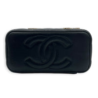 Quilted Roller Skate Charm Black Vanity Bag in Lambskin, Gold hardware