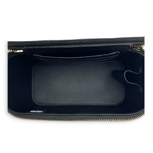 Quilted Roller Skate Charm Black Vanity Bag in Lambskin, Gold hardware
