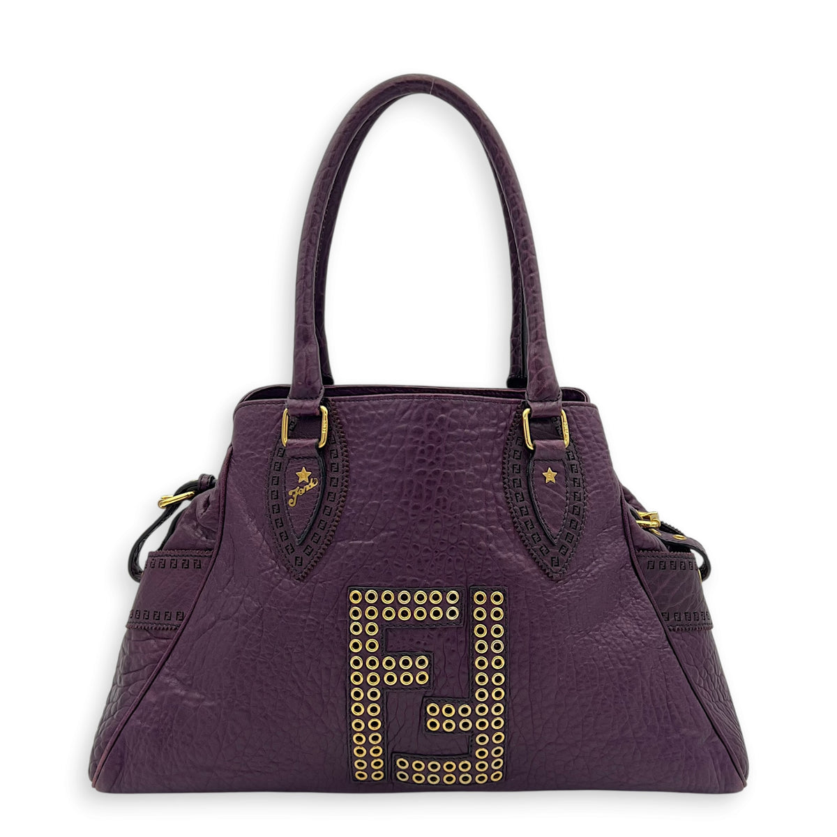 Chef Top Handle Bag Purple in Calfskin, Gold hardware