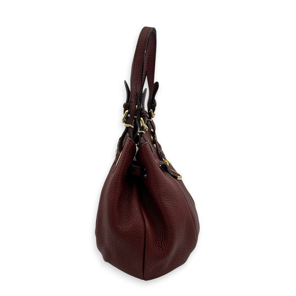 Chef Shoulder Bag Burgundy Red in Calfskin, Gold hardware