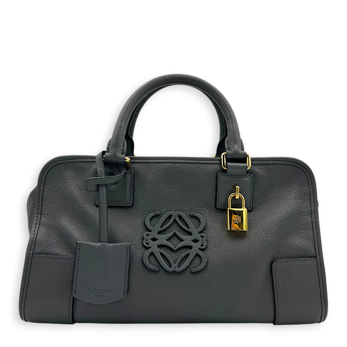 Amazona Grey Top Handle Bag in Calfskin, Gold hardware