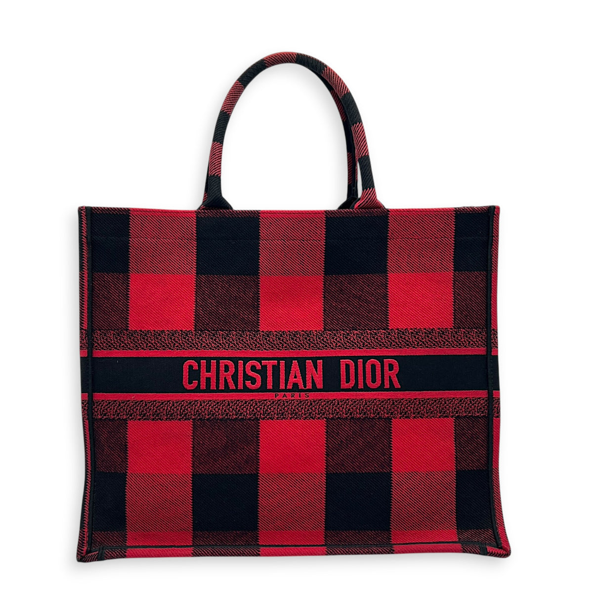 Book Tote Large Red and Black Buffalo Check Tote Bag in Canvas