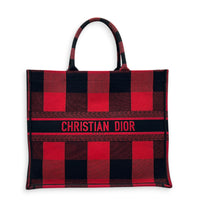 Book Tote Large Red and Black Buffalo Check Tote Bag in Canvas