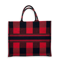 Book Tote Large Red and Black Buffalo Check Tote Bag in Canvas