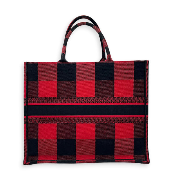 Book Tote Large Red and Black Buffalo Check Tote Bag in Canvas