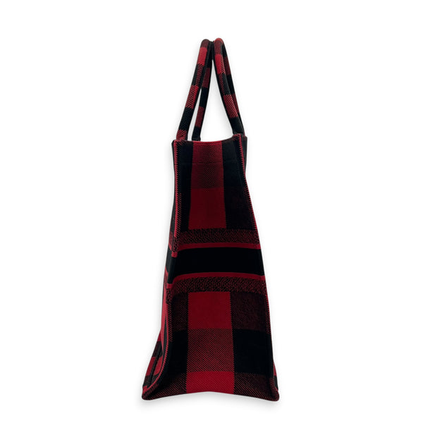 Book Tote Large Red and Black Buffalo Check Tote Bag in Canvas