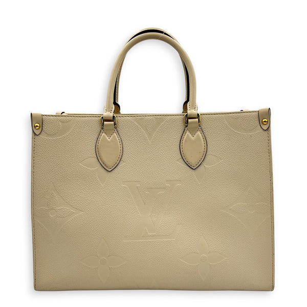 OnTheGo Tote Bag MM White in Empreinte Leather, Gold hardware