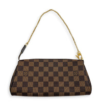 Eva Clutch Damier Ebene in Coated Canvas, Gold hardware