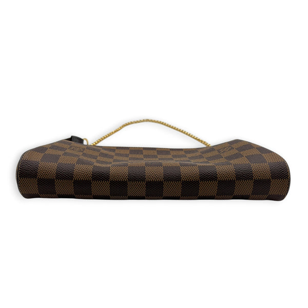 Eva Clutch Damier Ebene in Coated Canvas, Gold hardware
