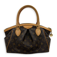 Tivoli Brown Top Handle Bag in Monogram Coated Canvas, Gold hardware